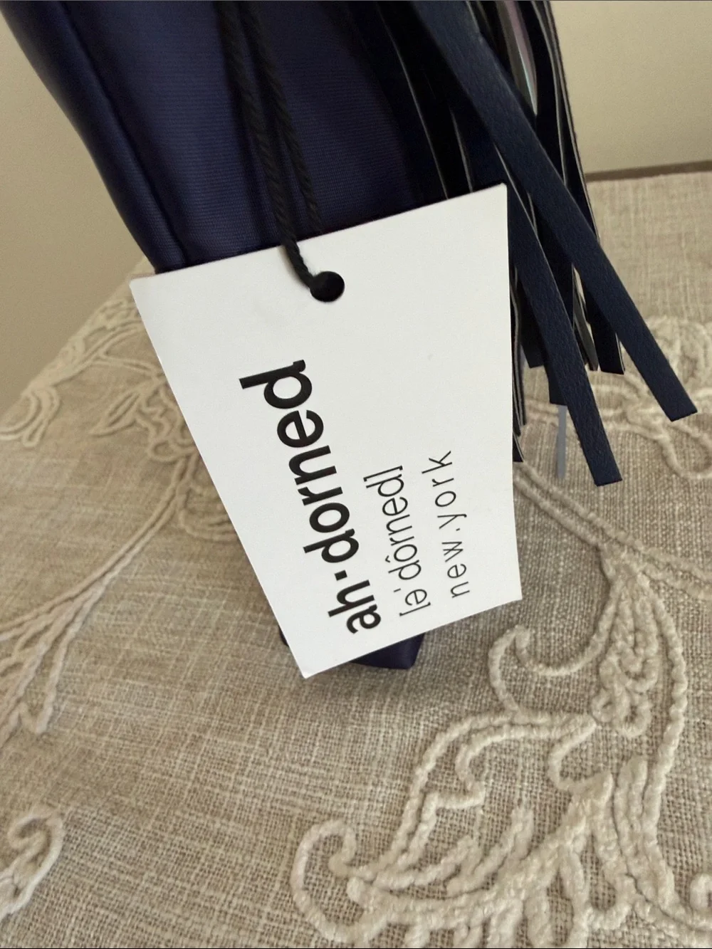 Ah!dorned Navy with Rainbow Stripe Clutch with Tassel Pull